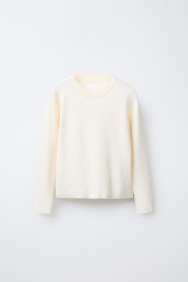 RIBBED KNIT SWEATER - Ecru by Zara