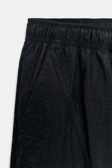 Zara ELASTIC WAIST BARREL PANTS - Dark gray