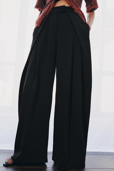 ZW COLLECTION WIDE-LEG TROUSERS - Black by Zara