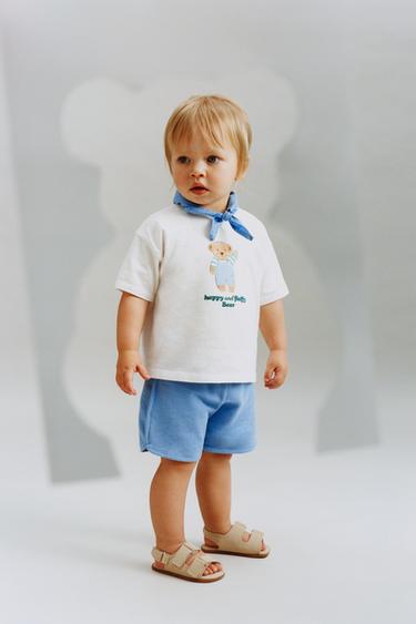 BEAR SLOGAN T-SHIRT - Oyster-white by Zara