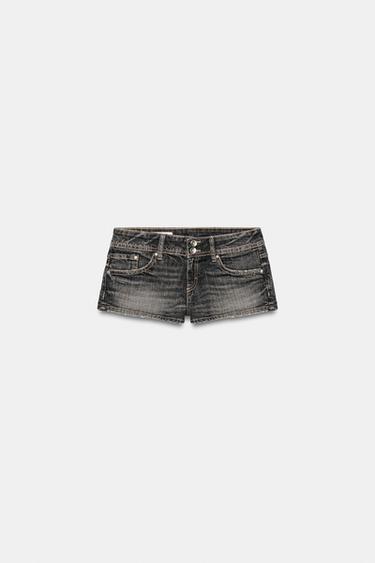 Zara TRF LOW-RISE DENIM MINI SHORTS - Black