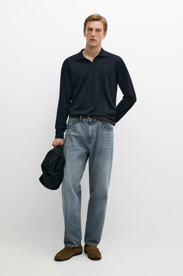 Pull polo 100 % laine mérinos - Bleu marine de Zara - Image 0