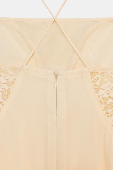 SHORT DRESS WITH LACE GODETS - Ecru by Zara - Image 5
