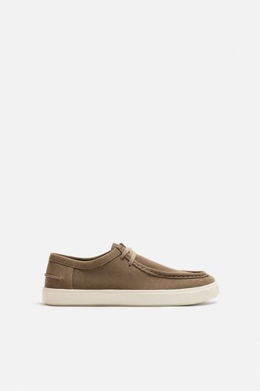 CASUAL LEATHER SHOES - Taupe Grey by Zara
