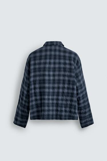 CHEMISE À CARREAUX ZIPPÉE - Bleu de Zara - Image 7