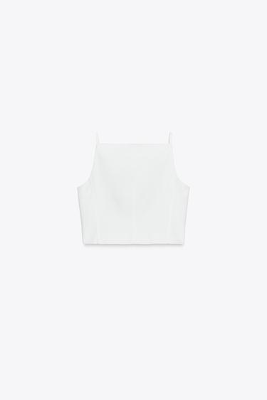 GILET COURT À BRETELLES - Blanc de Zara - Image 6
