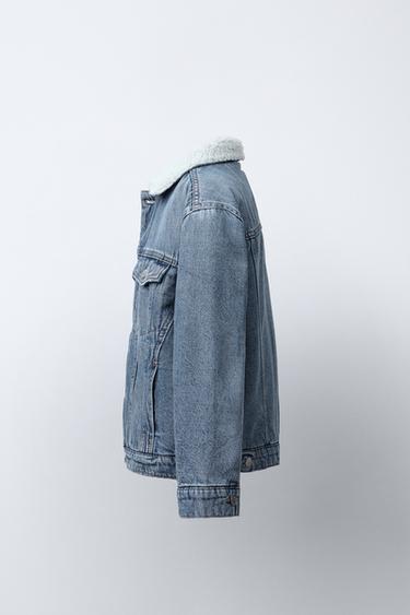 DENIM JACKET WITH FAUX SHEARLING - Faded blue by Zara - Image 2