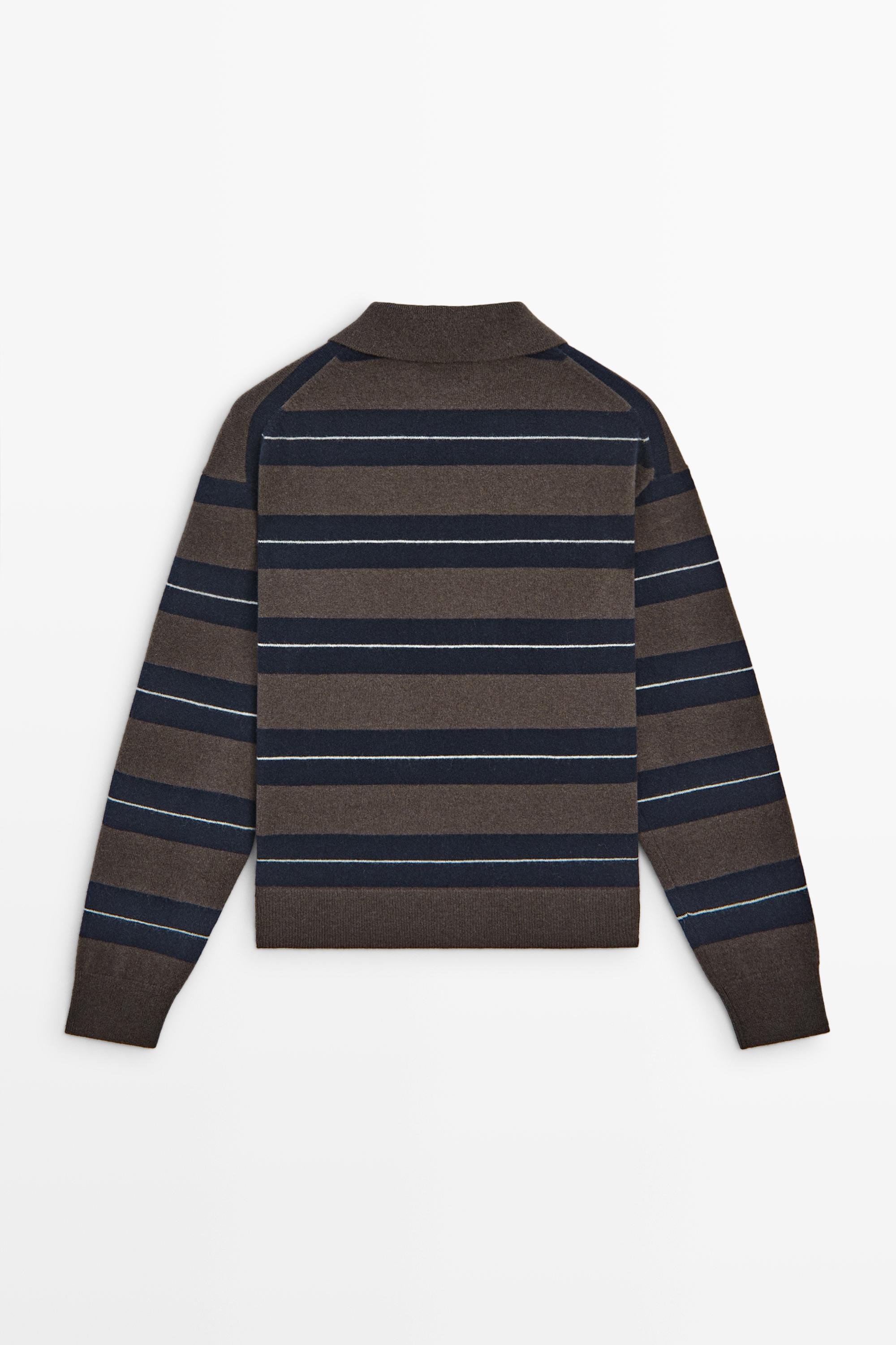 100% wool zip polo sweater