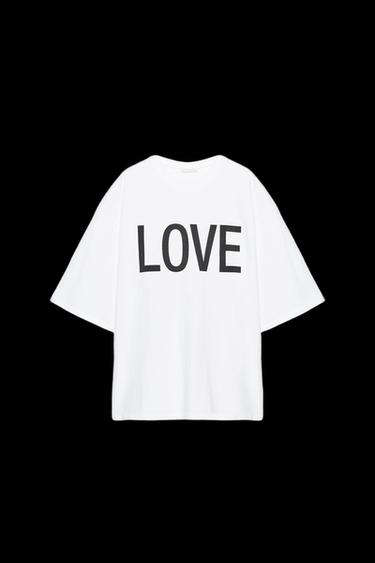 CAMISETA OVERSIZE TEXTO - Blanco de Zara - Imagen 0