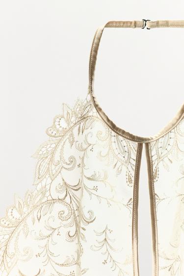 SOUTIEN-GORGE HALTER EN DENTELLE - Écru / Beige de Zara - Image 8