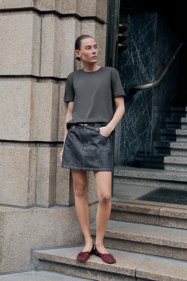 COTTON T-SHIRT WITH ENZYME FINISH - Charcoal by Zara - Image 1