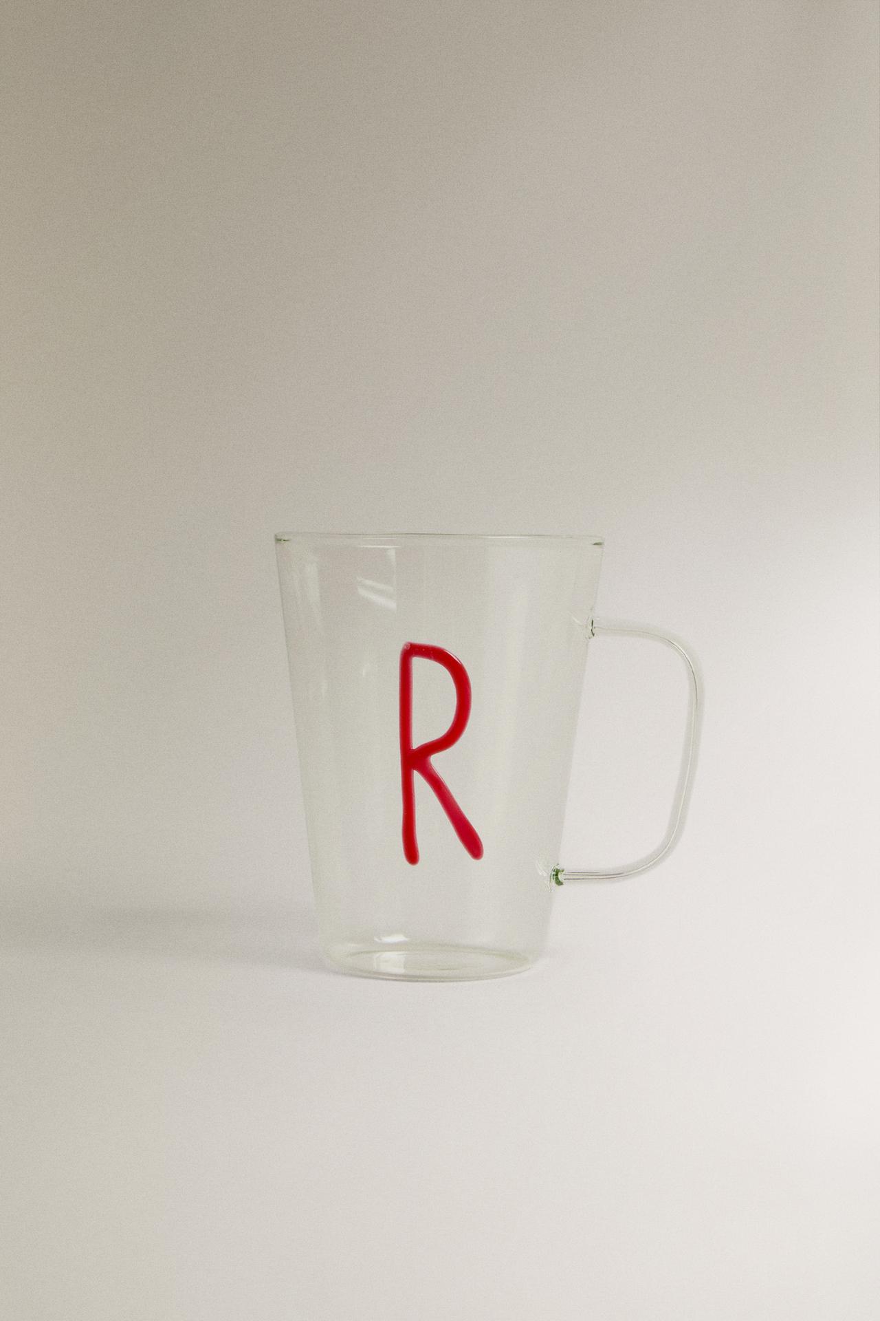 BOROSILICATE MUG WITH INITIAL R — Red