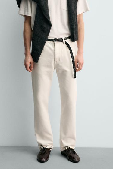 JEANS STRAIGHT FIT AARON LEVINE X ZARA - أبيض الخاص بـ Zara