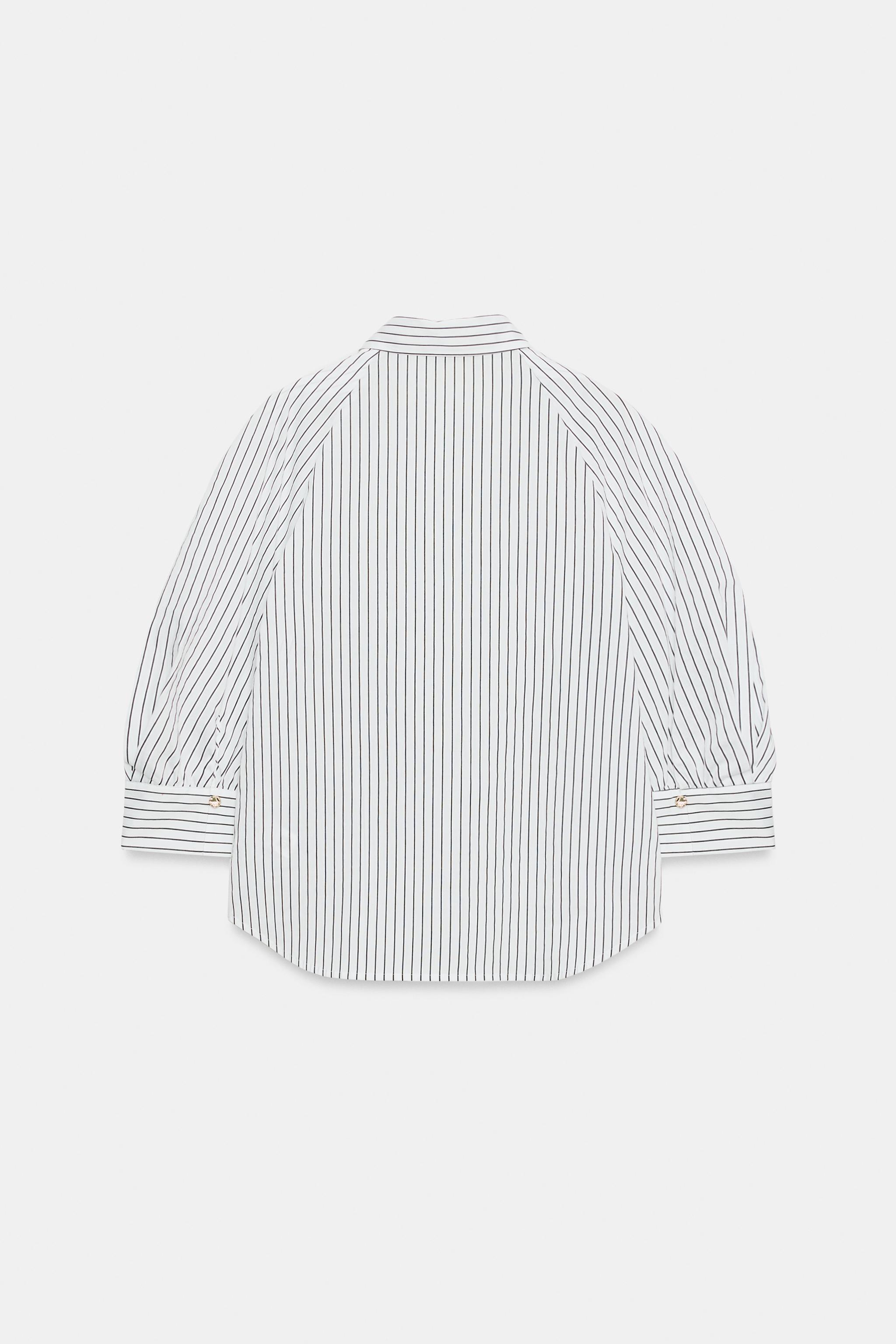 Женские рубашки Zara STRIPED PUFF SLEEVE SHIRT — фото 7