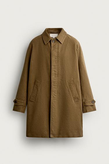 ABRIGO REGULAR FIT ALGODÓN CEPILLADO - Tabaco de Zara
