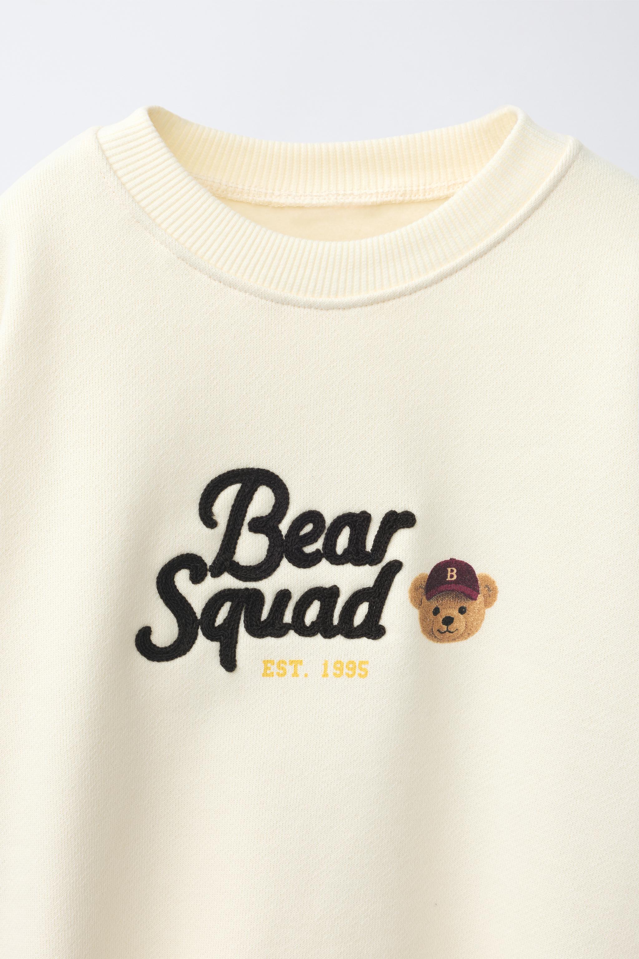 Детские худи Zara BEAR EMBROIDERED TEXT SWEATSHIRT — фото 3