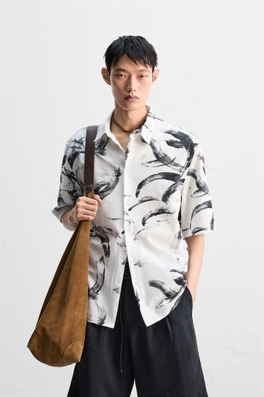 ABSTRACT PRINT SEERSUCKER SHIRT - 024 by Zara