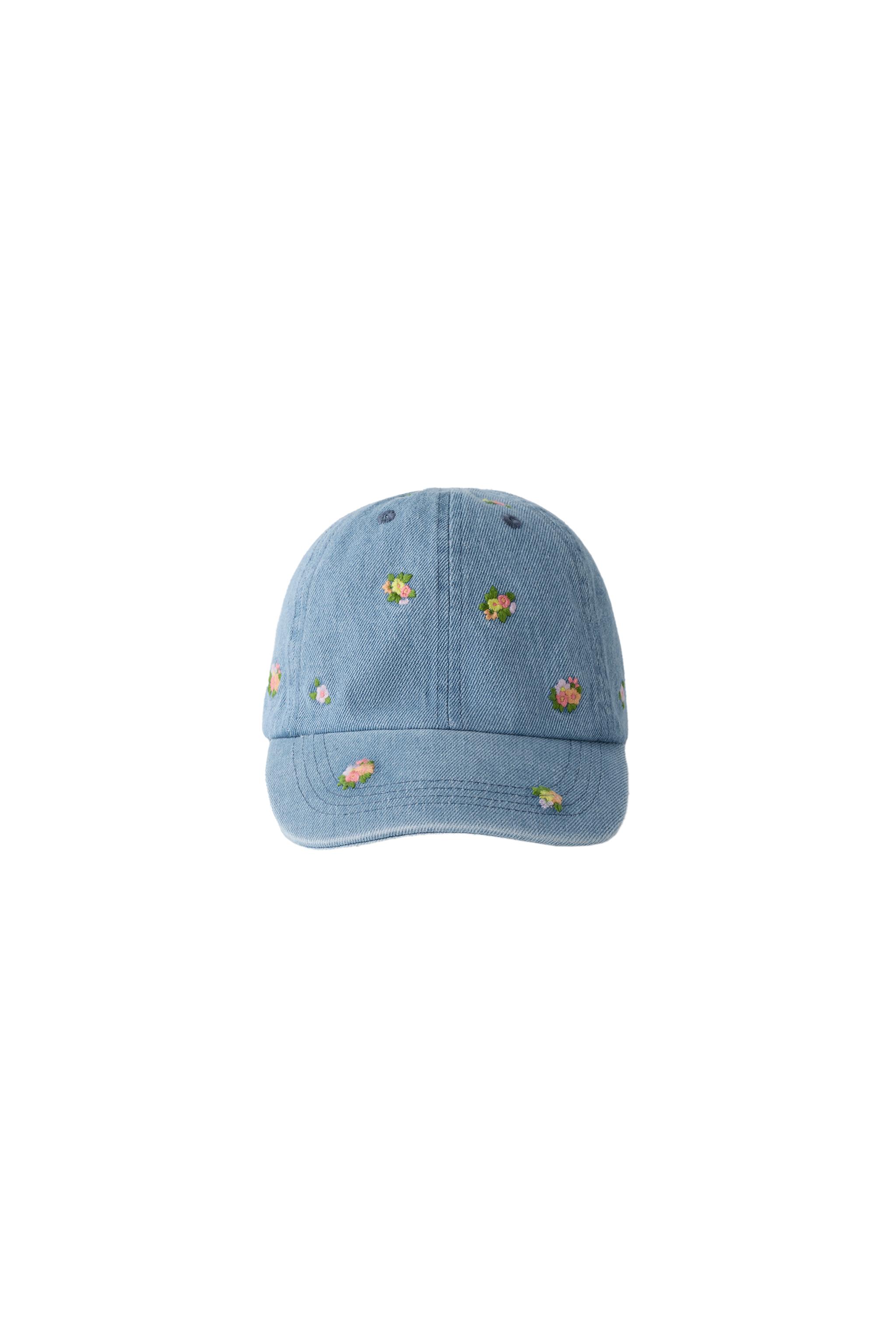 EMBROIDERED FLORAL DENIM CAP - Blue | ZARA United States