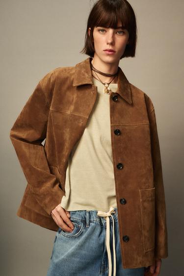 JAQUETA DE COURO SUEDE ZW COLLECTION EDIÇÃO LIMITADA - Marrom da Zara