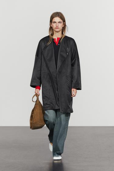 Zara Double-breasted tie-waist jacket - Black - Image 0