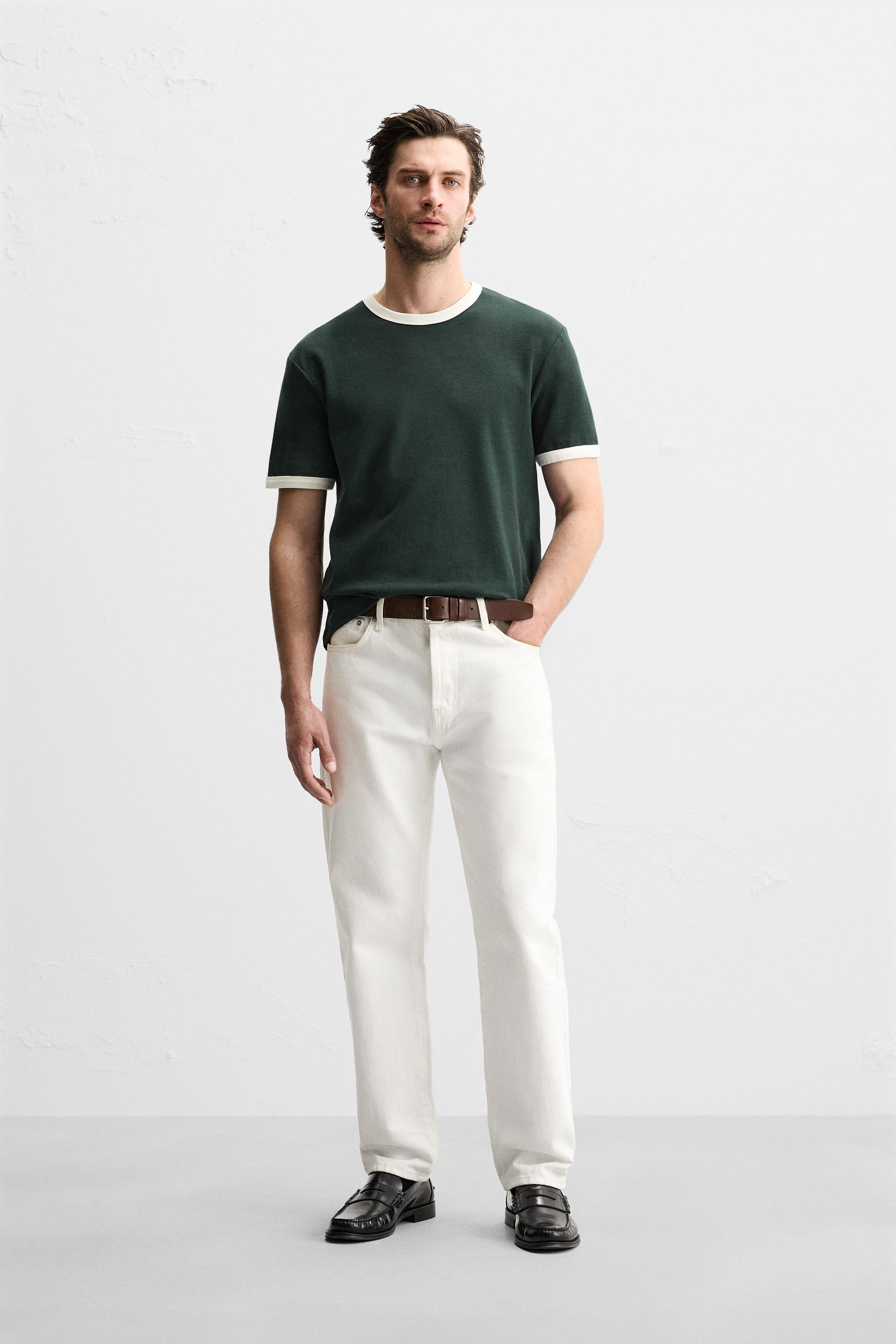 コントラストリブベーシックTシャツ - オフホワイト | ZARA