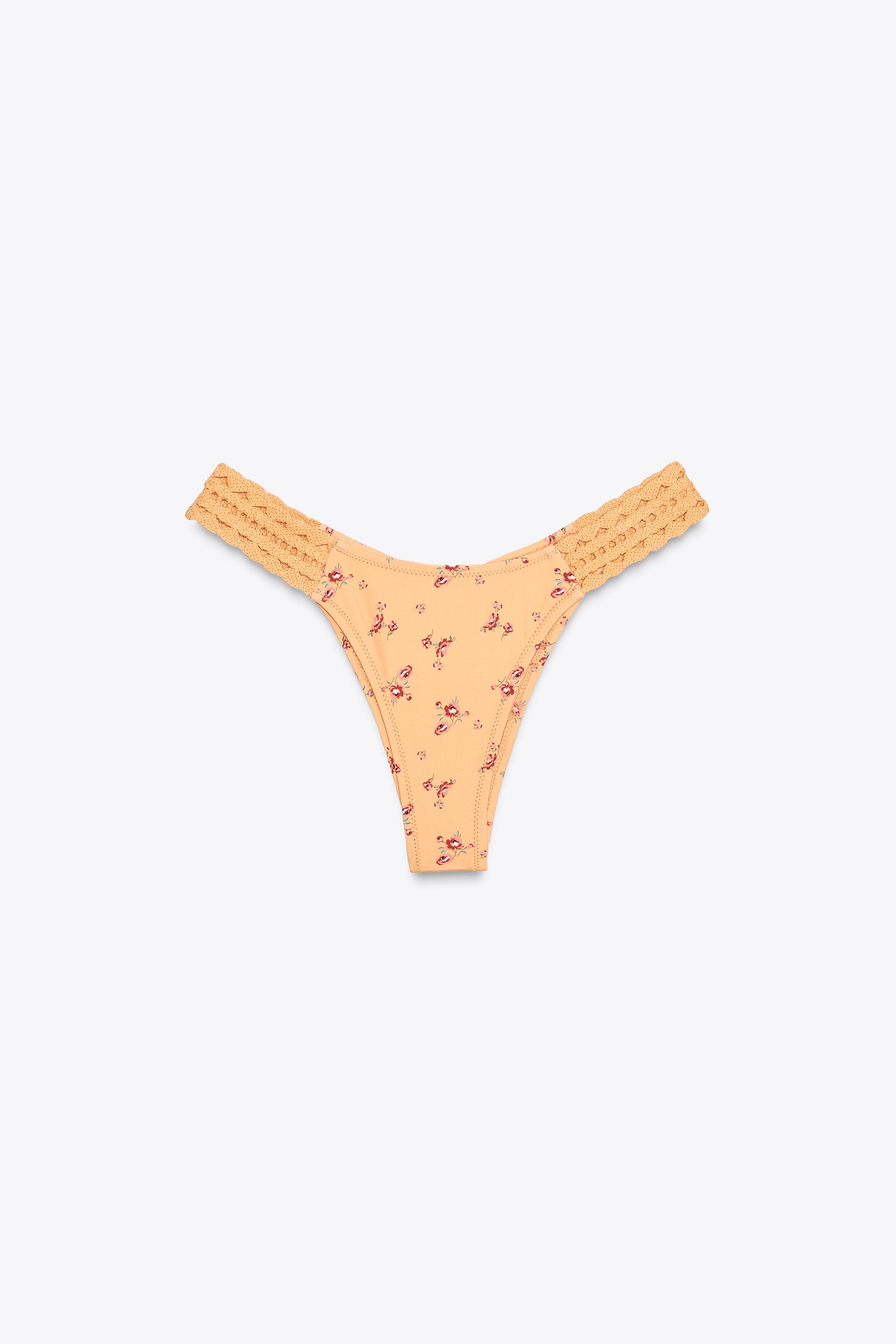 FLORAL CROCHET BIKINI BOTTOMS - Orange | ZARA United States
