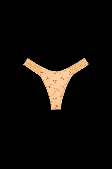 Zara FLORAL CROCHET BIKINI BOTTOMS - Orange - Image 0