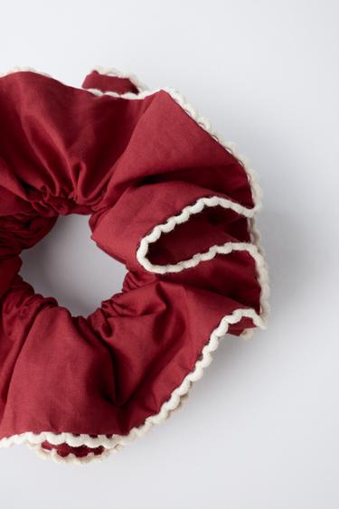 SCRUNCHIE WITH CONTRAST TRIM - Burgundy by Zara - Image 1