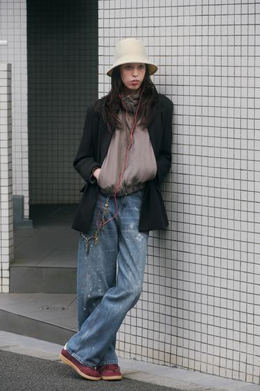 TRF LOOSE OVERSIZE HIGH-WAIST JEANS - Blue by Zara