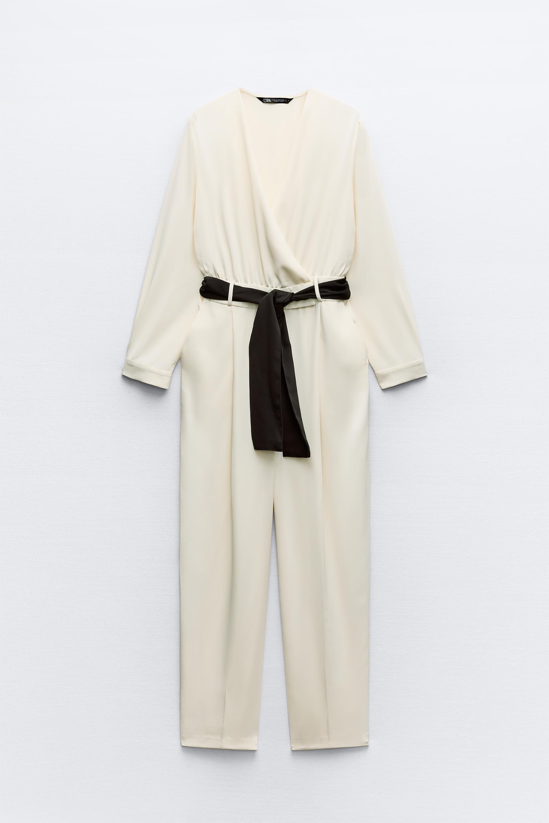 Zara, Pants & Jumpsuits, Zara Womens White Linen Blend Jumpsuit Overall  With Belt Size Medium