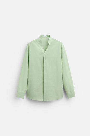 Zara COTTON - LINEN BLEND SHIRT - Lime green