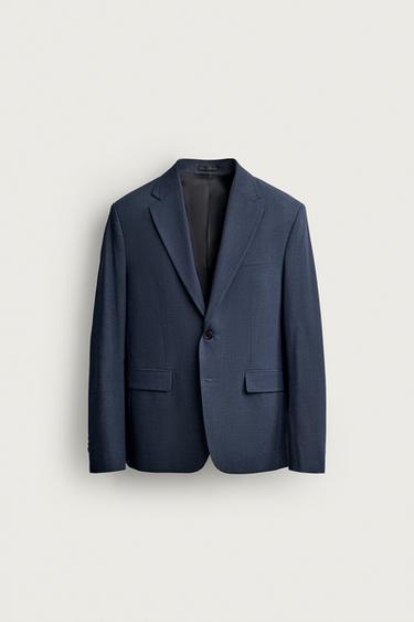 BLAZER TRAJE PATA DE GALLO - Azul de Zara - Imagen 0