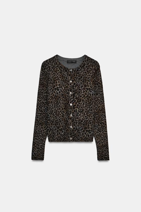 ANIMAL PRINT CARDIGAN - Leopard / Grey by Zara - Image 0