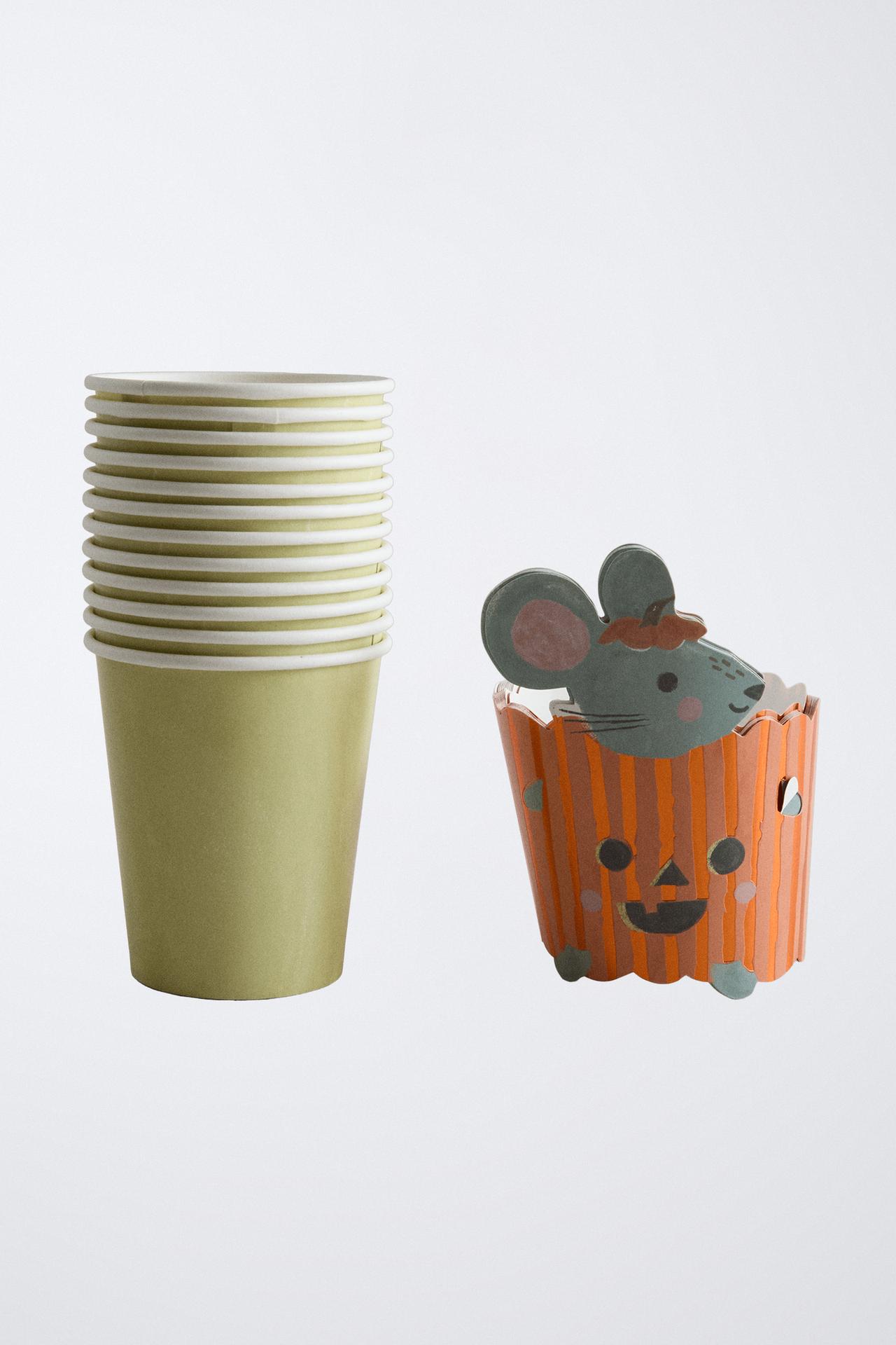 Kids' HALLOWEEN PUMPKIN PAPER TUMBLER AND SLEEVE set (SET OF 12) — Multicolored