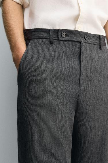 PANTALON CARROT FIT STRUCTURÉ - Gris / Bleu de Zara - Image 4