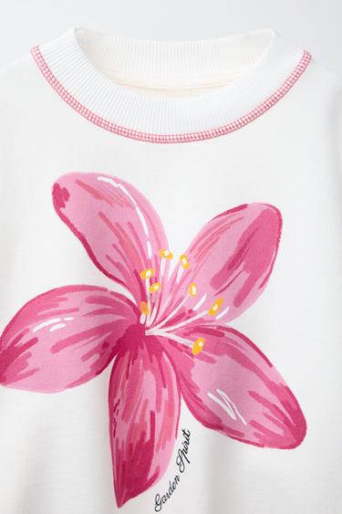 FLOWER SWEATSHIRT - Oyster-white by Zara - Image 2