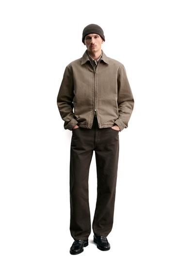 VESTE EN JEAN ZIPPÉE - Marron / Taupe de Zara