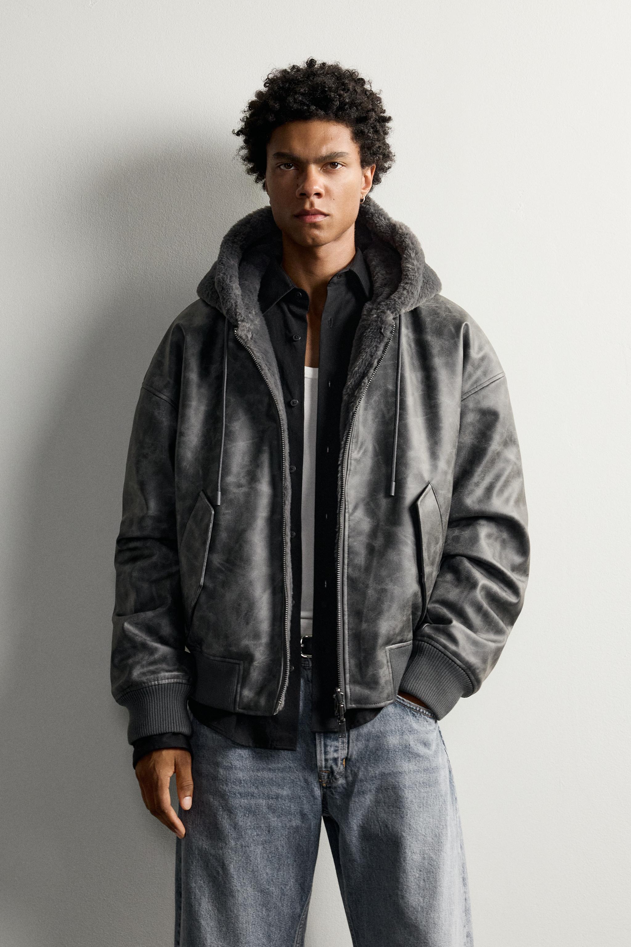 FAUX SHEARLING REVERSIBLE BOMBER JACKET