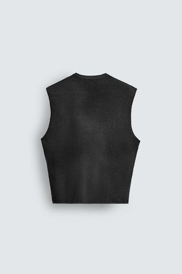 PRINTED KNIT TANK TOP - Black by Zara - Image 6