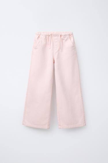 Zara FLOWY WIDE LEG PANTS - Pink