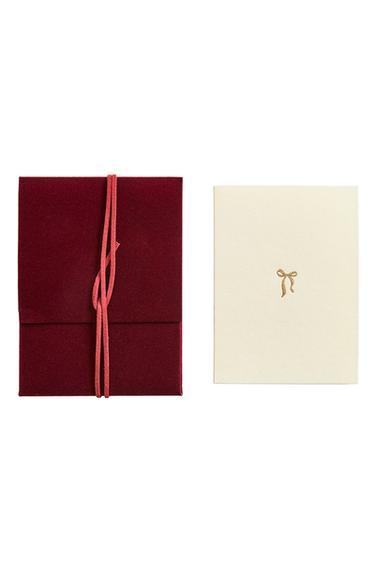 Zara CHRISTMAS VELVET CARD AND ENVELOPE SET (PACK OF 4) - Red