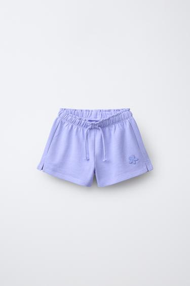 PLUSH BERMUDA SHORTS WITH RUBBERISED APPLIQUÉ - Blue / Lavender by Zara