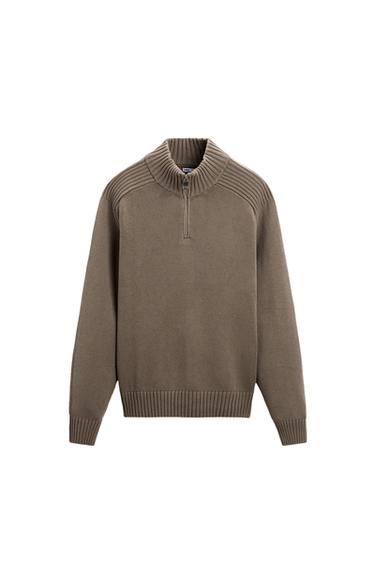 HIGH NECK QUARTER-ZIP SWEATER