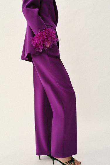 LOW-RISE STRAIGHT-LEG TROUSERS - Purple by Zara - Image 3