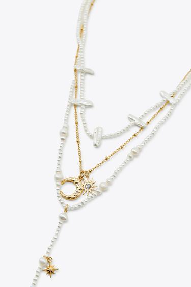 LOT DE 3 COLLIERS PERLES SOLEIL LUNE - 109 de Zara - Image 1