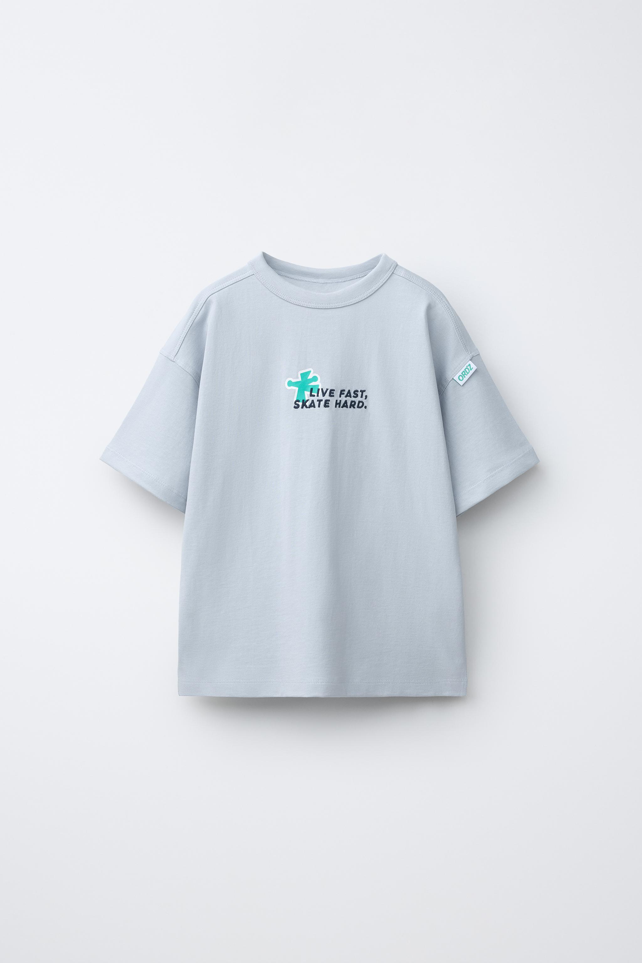 LOGO PRINT T-SHIRT - Blue | ZARA Canada
