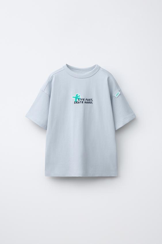 LOGO PRINT T-SHIRT - Blue by Zara - Image 0