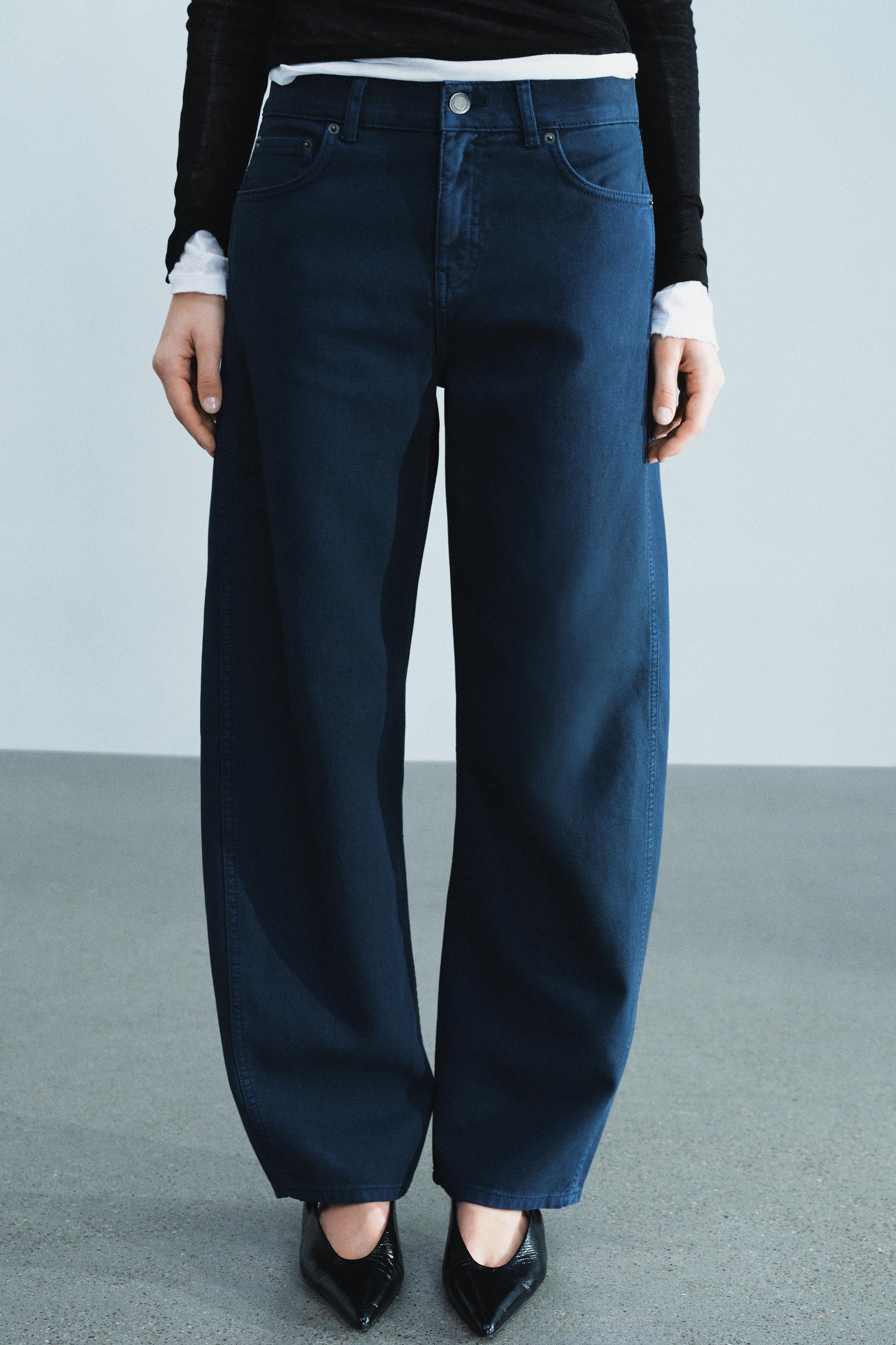 Zara ZW COLLECTION CURVED ORTA BEL JEAN görsel 4