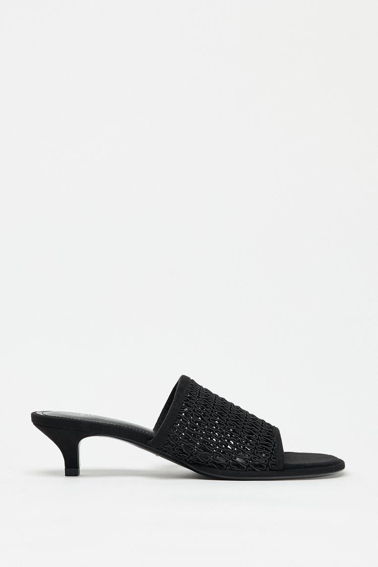 BRAIDED KITTEN HEEL MULES - Black by Zara - Image 2