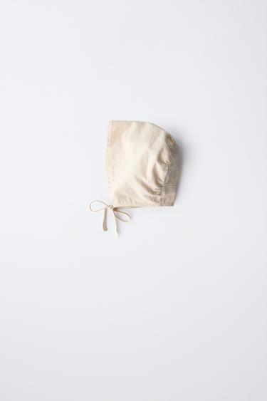 Zara EMBROIDERED LACE BONNET - Ecru